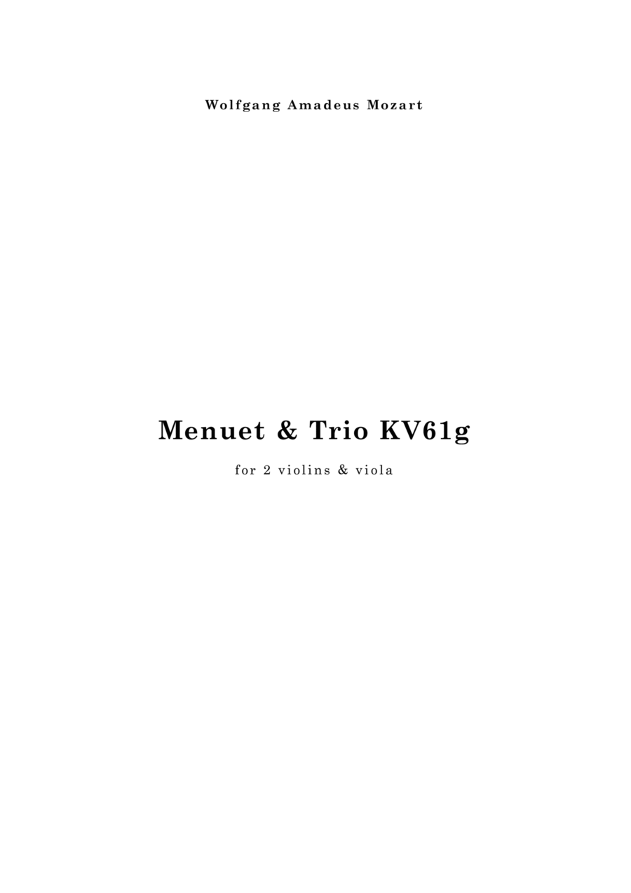 Book cover for Mozart Minuet & Trio KV61g, for 2 violins & viola