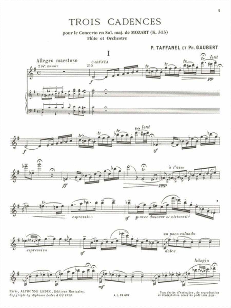 3 Cadences for Mozart's Flute Concerto in G Major Flute Solo scores gallery preview page 2