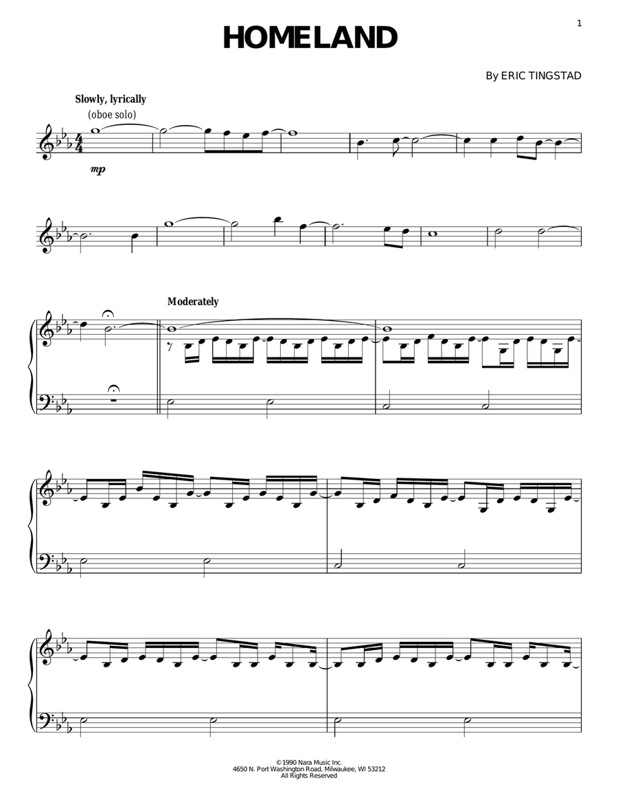 Homeland Homeland Piano Solo scores gallery preview page 1