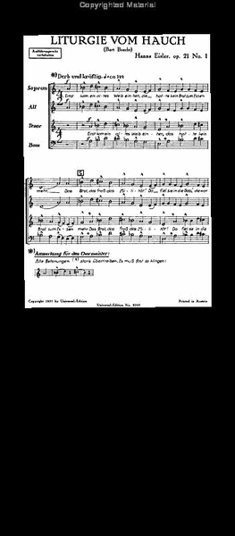 Liturgie Vom Hauch, Op. 21/1