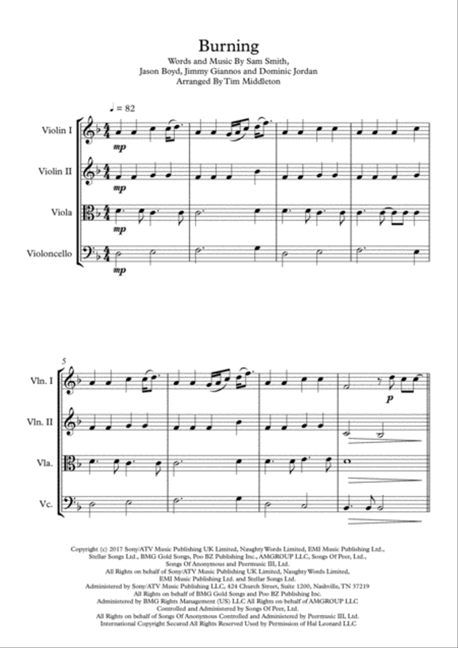 Burning Burning String Quartet scores gallery preview page 2