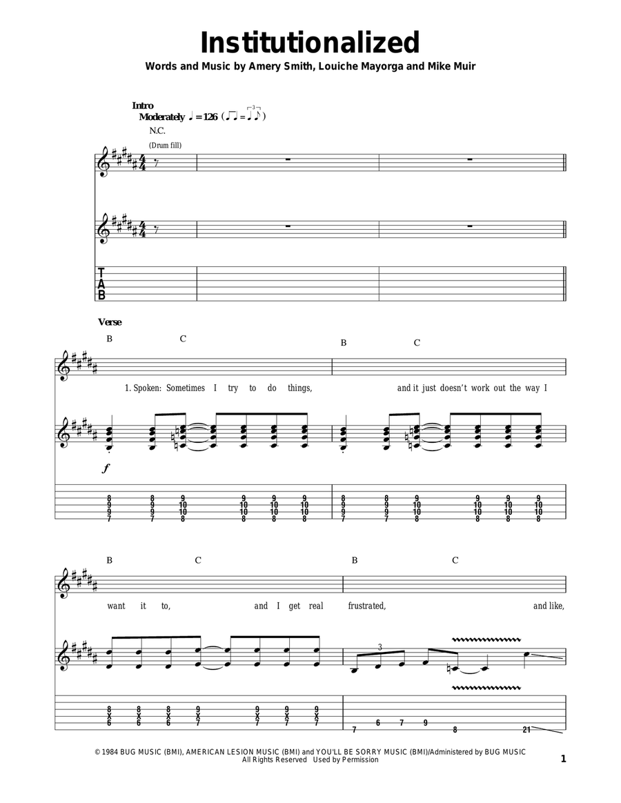 Institutionalized Institutionalized Acoustic Guitar scores gallery preview page 1
