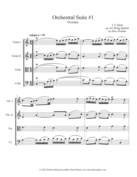 Bach Orchestral Suite #1 in C (Overture) for String Quartet image number null