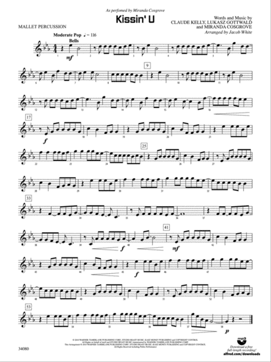 Kissin' U: Mallets Concert Band scores gallery preview page 1