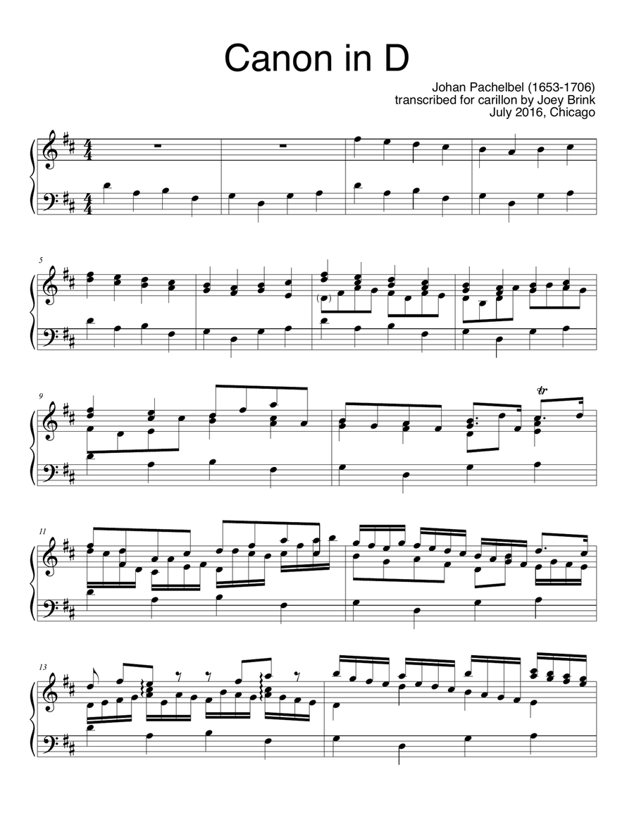 Pachelbel's Canon in D, for carillon image number null