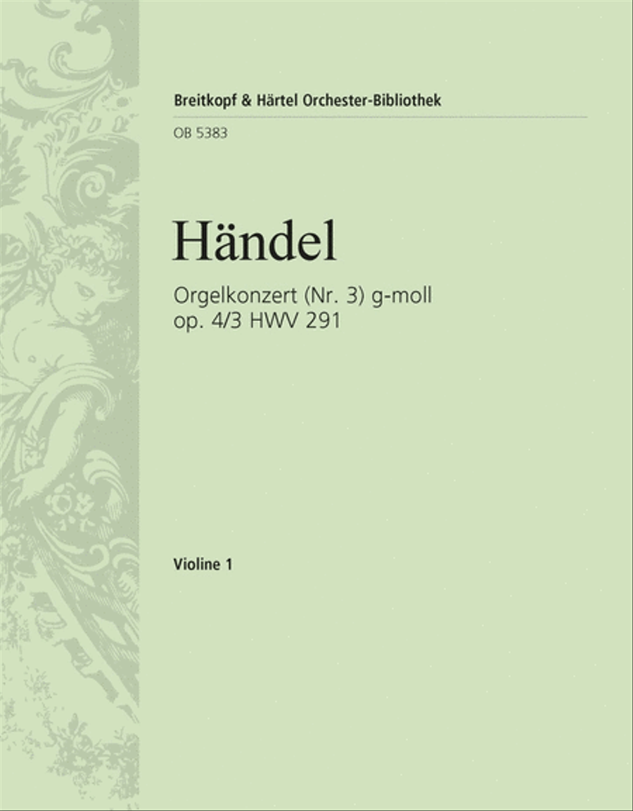 Book cover for Organ Concerto (No. 3) in G minor Op. 4/3 HWV 291