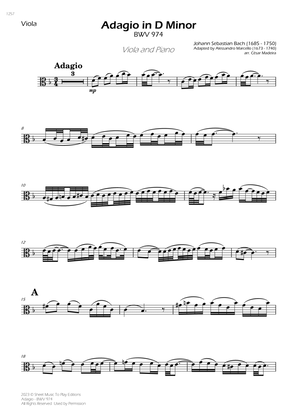 Book cover for Adagio (BWV 974) - Viola and Piano (Individual Parts)