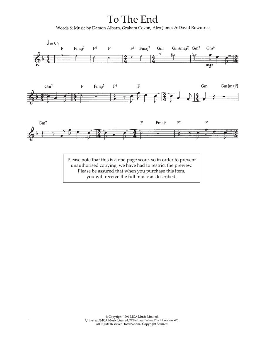 To The End Flute Solo scores gallery preview page 1