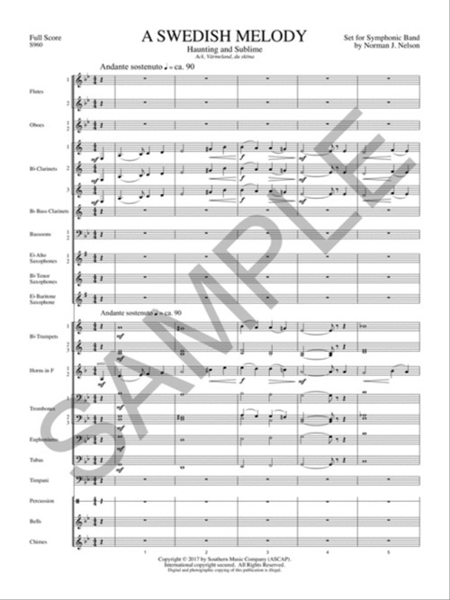 A Swedish Melody, Haunting and Sublime: Ack, Värmeland, du sköna Concert Band scores gallery preview page 4