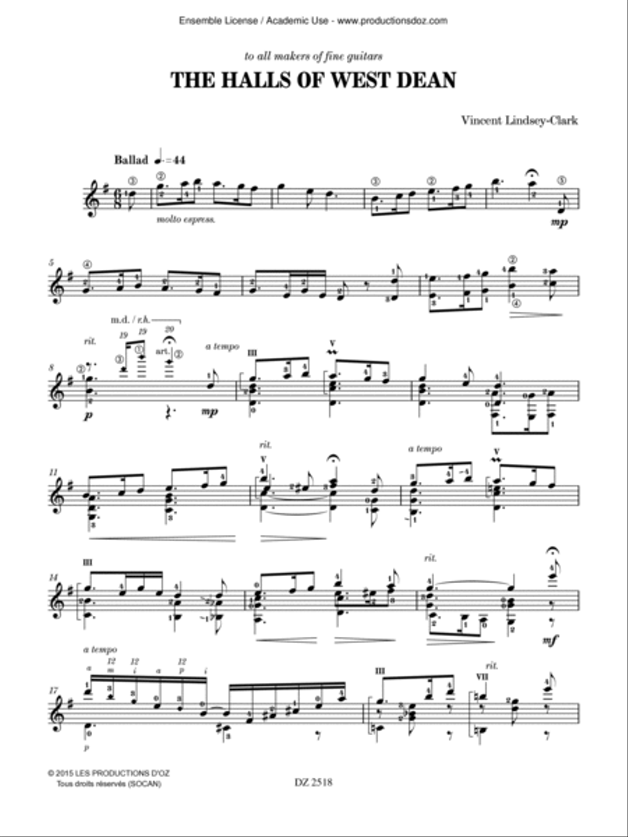 The Halls of West Dean Classical Guitar scores gallery preview page 2