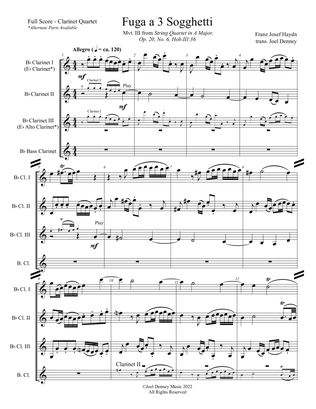 Clarinet Quartet: Haydn arr. Denney, "Fugue on 3 Subjects"
