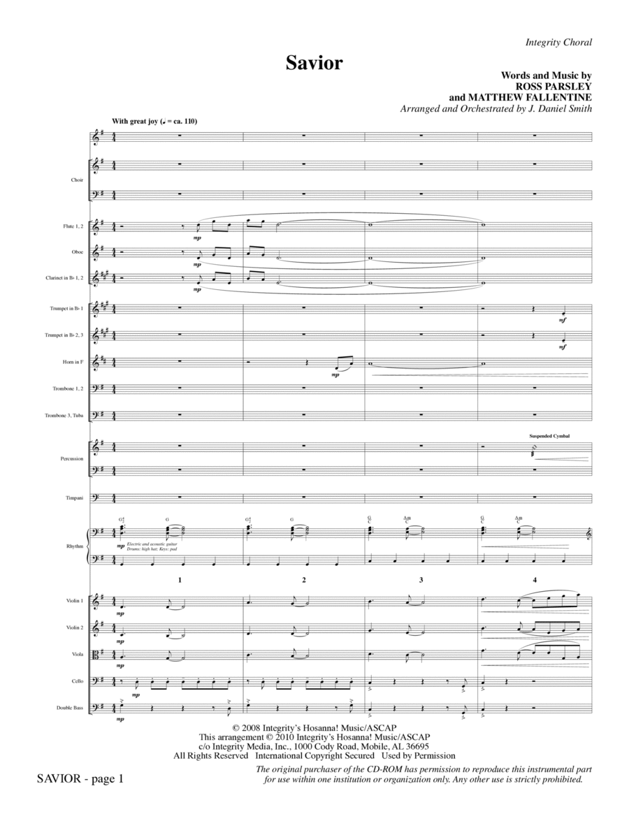 Savior - Full Score Savior - Full Score Choir scores gallery preview page 1
