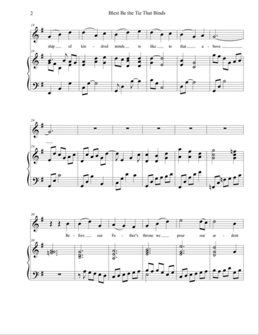 Blest Be the Tie That Binds (voice/piano), arr. Brenda Portman High Voice scores gallery preview page 2