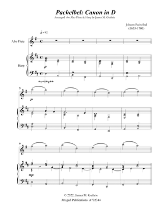 Book cover for Pachelbel: Canon in D for Alto Flute & Harp