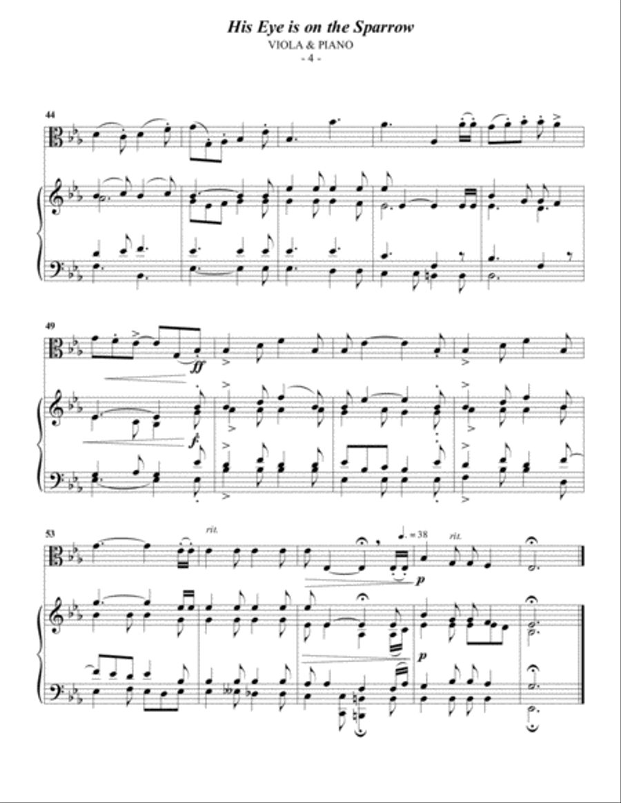 Gabriel: His Eye Is On The Sparrow for Viola & Piano Viola scores gallery preview page 4