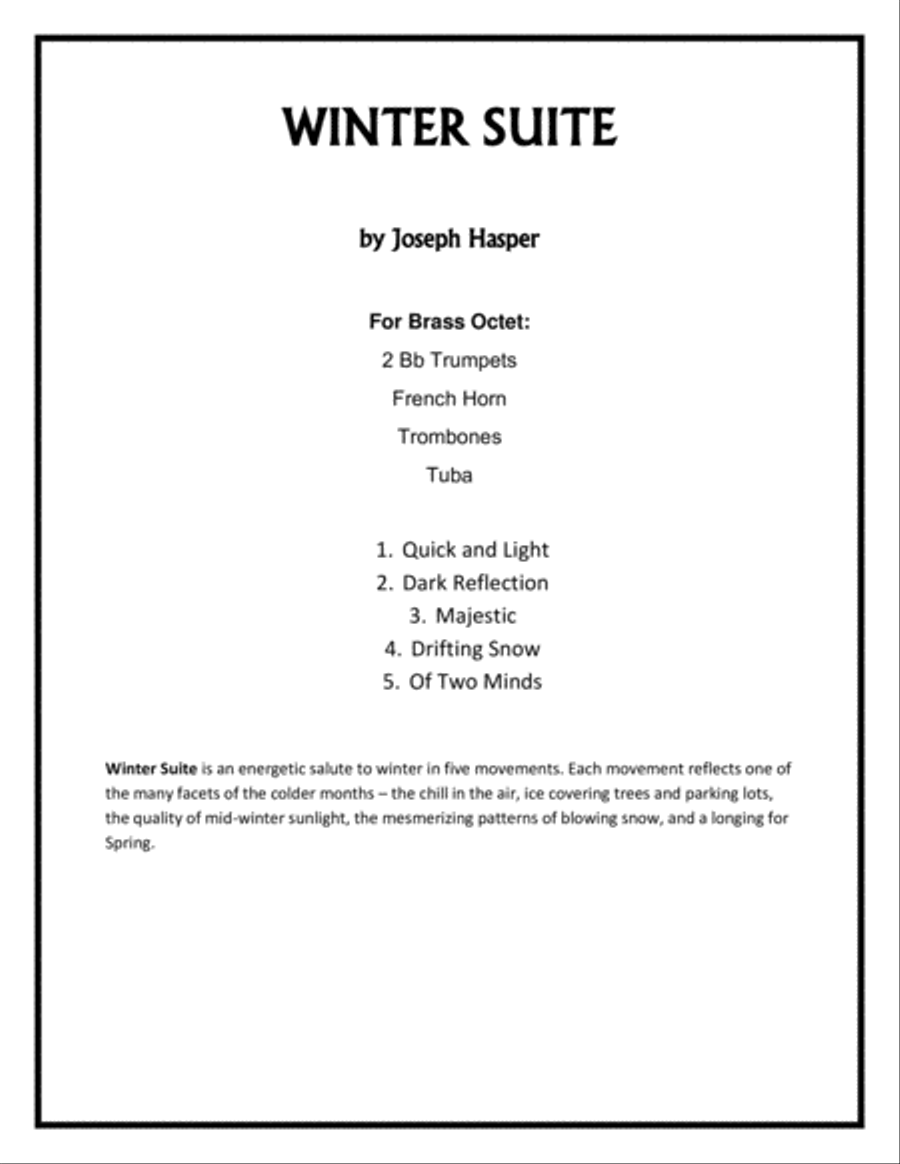 Winter Suite (Brass Quintet) image number null