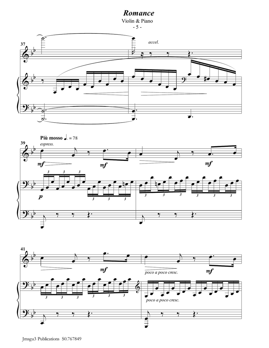 Fauré: Romance Op. 28 for Violin & Piano Violin Solo scores gallery preview page 5