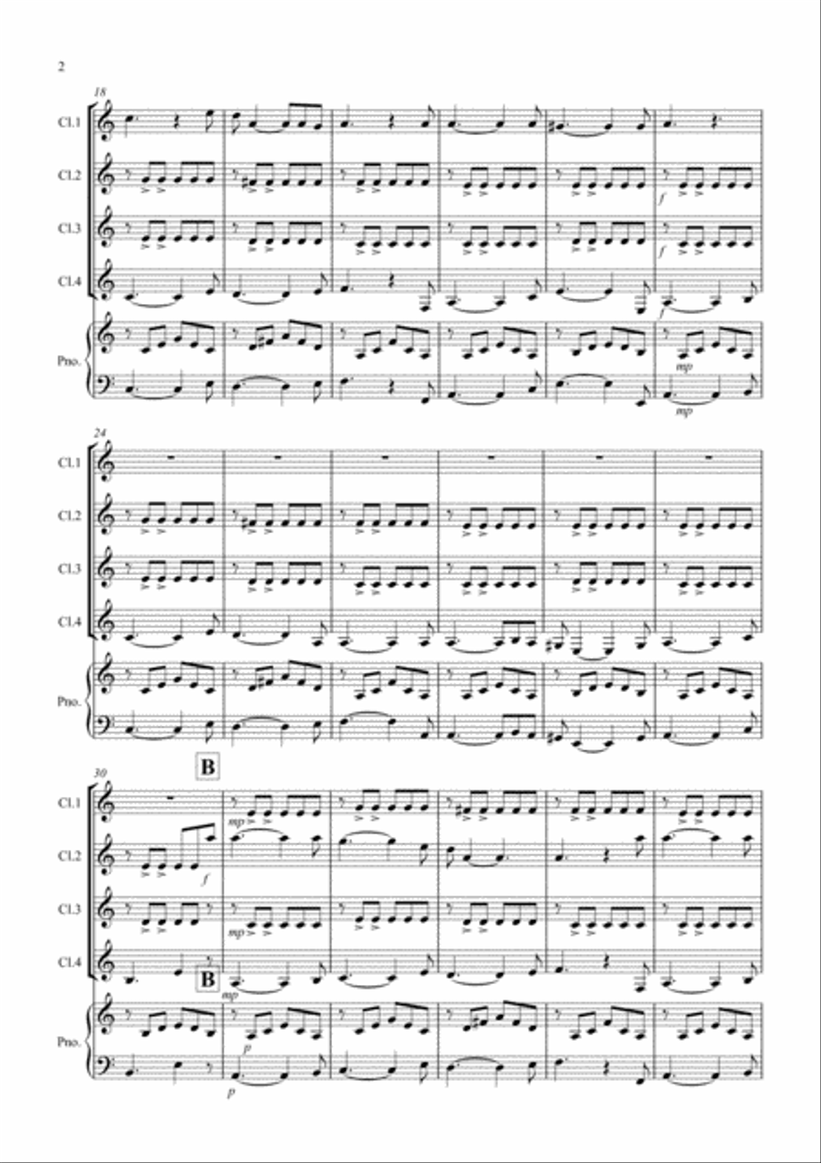 The House of the Rising Sun for Clarinet Quartet Clarinet Quartet scores gallery preview page 2