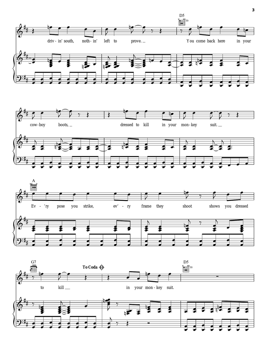 Monkey Suit Piano, Vocal, Guitar scores gallery preview page 3