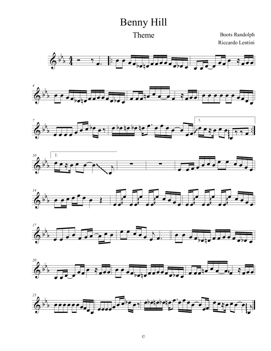 Benny Hill OST B-Flat Clarinet scores gallery preview page 1