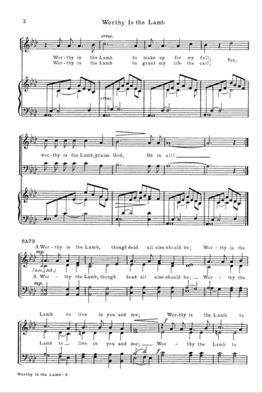 Worthy Is the Lamb 4-Part scores gallery preview page 3