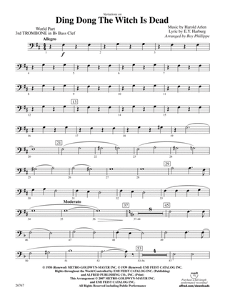 Variations on Ding Dong the Witch Is Dead (fromThe Wizard of Oz): (wp) 3rd B-flat Trombone B.C.