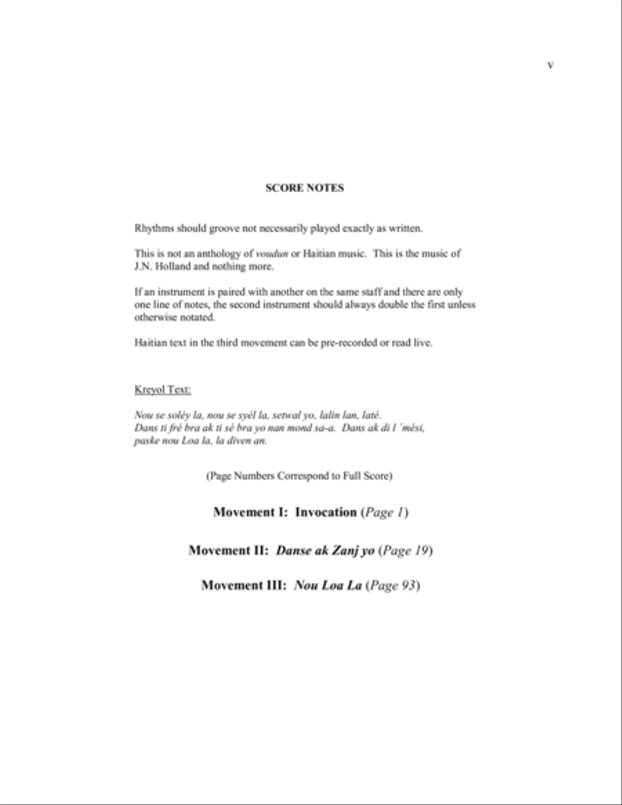 Symphony No. 2, In Praise to Haitian Gods, Individual Instrument Parts Full Orchestra scores gallery preview page 5