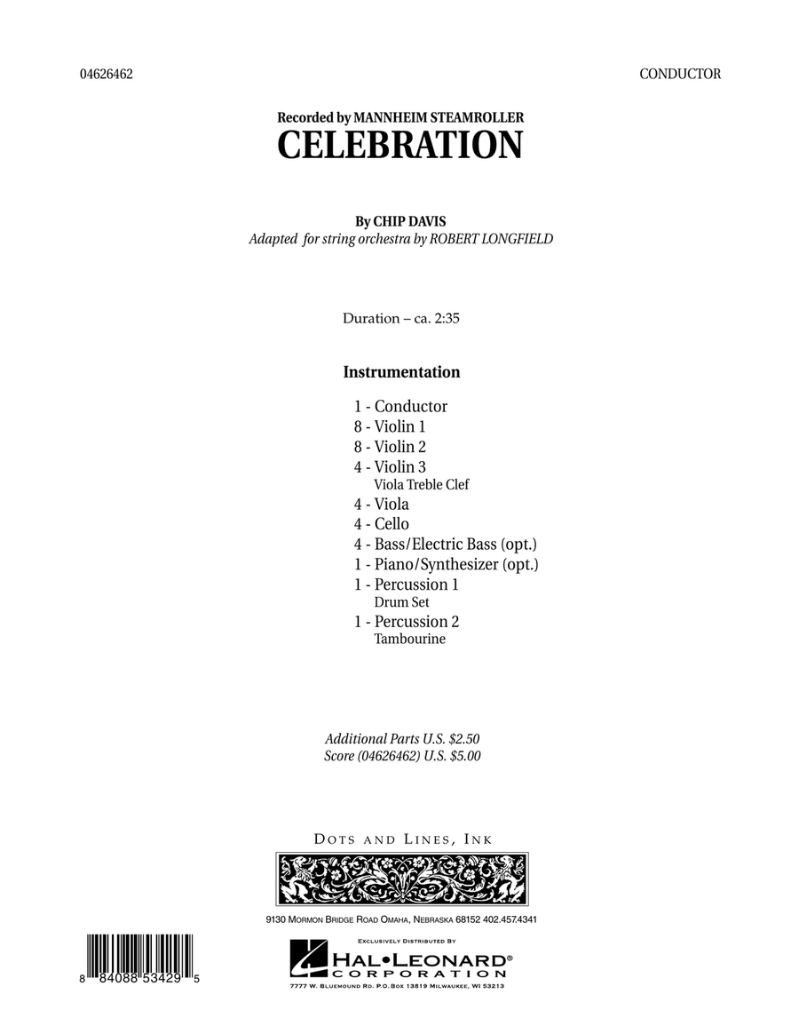 Celebration (Mannheim Steamroller) - Full Score Orchestra scores gallery preview page 1