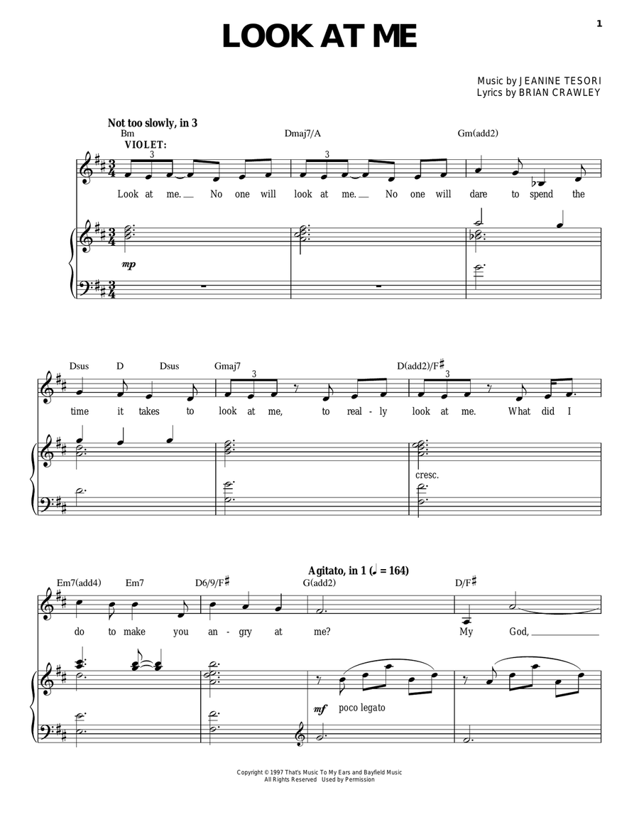 Look At Me Look At Me Piano, Vocal scores gallery preview page 1