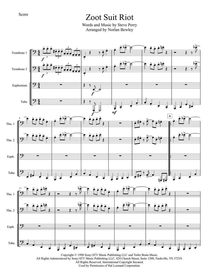 Zoot Suit Riot Zoot Suit Riot Brass Ensemble scores gallery preview page 1