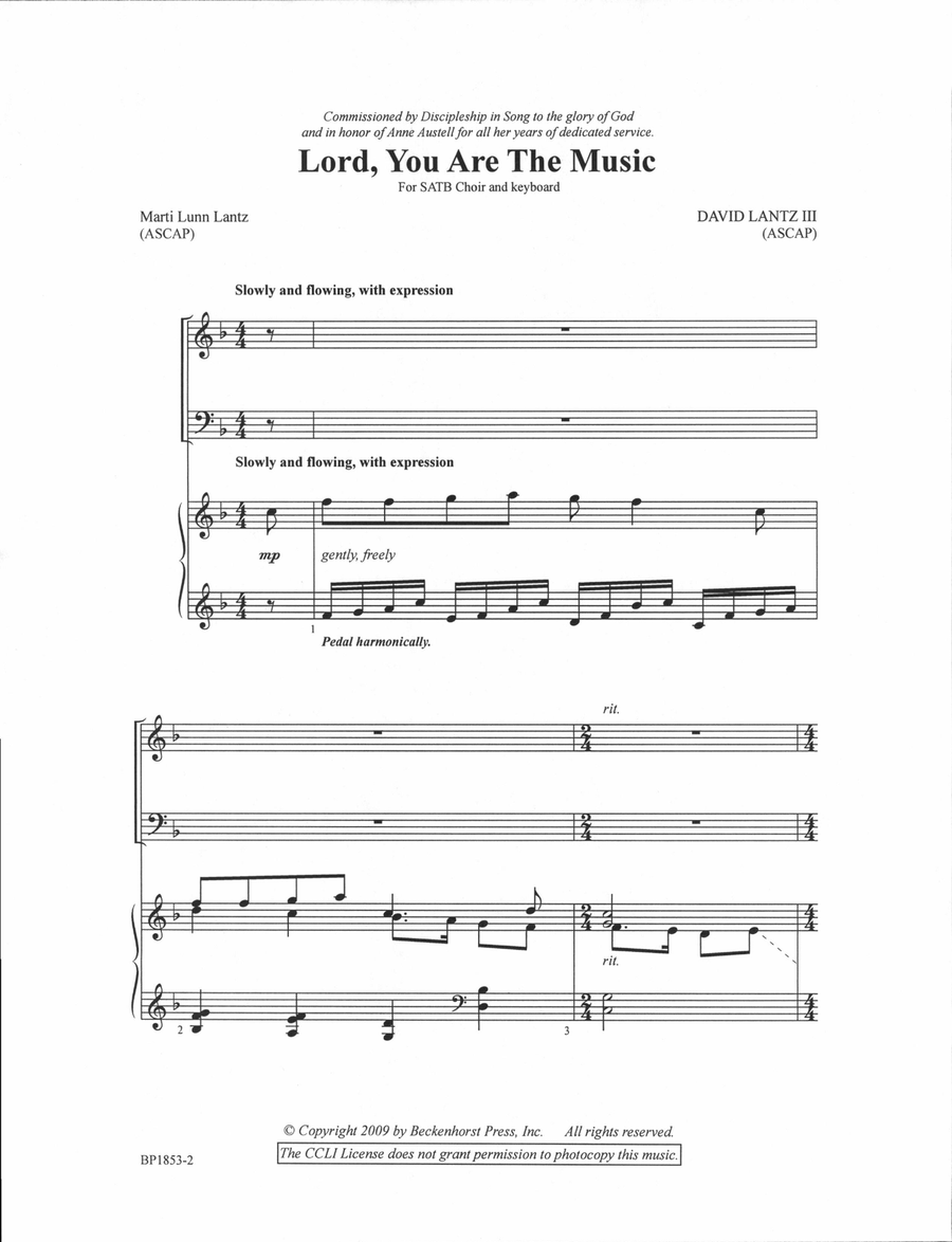 Lord, You Are the Music - Lantz 4-Part scores gallery preview page 2