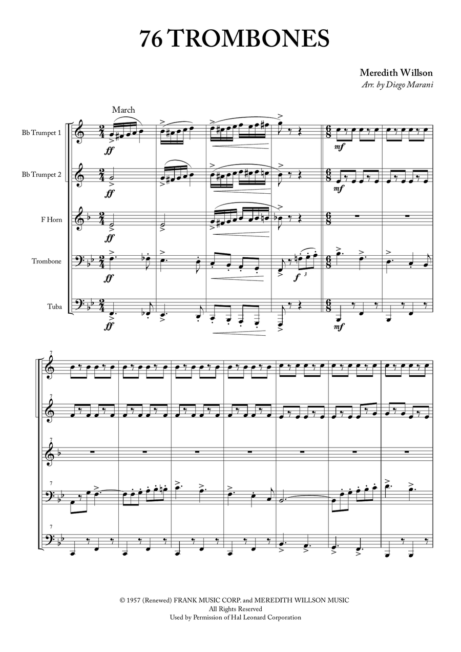 Seventy Six Trombones Brass Ensemble scores gallery preview page 1