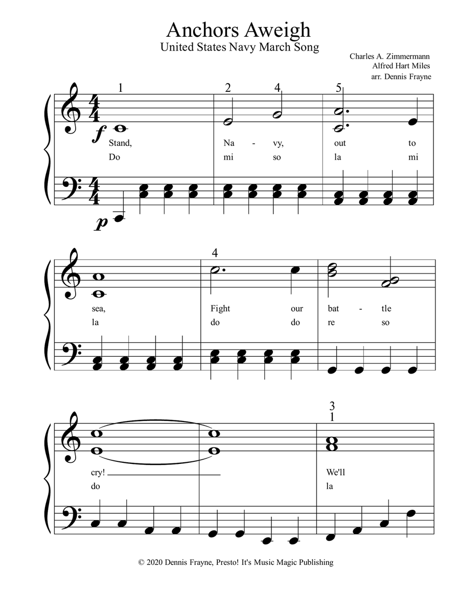 Anchors Aweigh Piano Solo scores gallery preview page 1