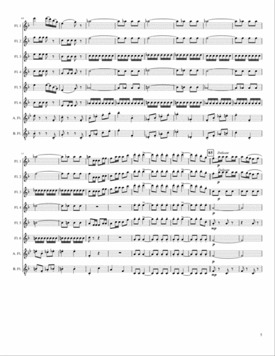 Morning, Noon and Night in Vienna (overture excerpt), for flute choir Flute Choir scores gallery preview page 5