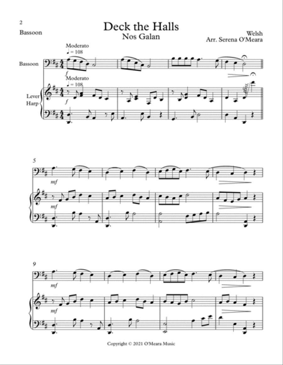 Deck The Halls, Duet for Bassoon and Lever Harp image number null