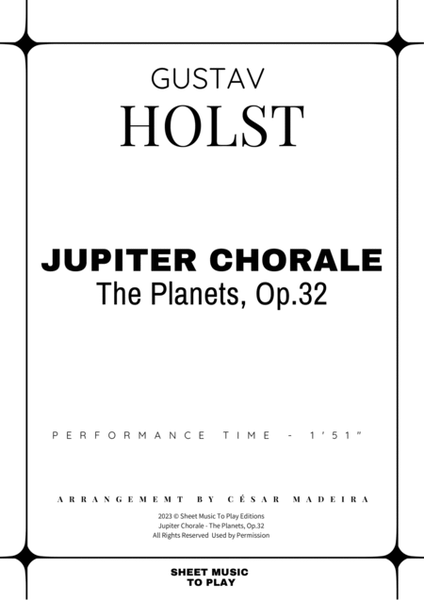 Jupiter Chorale from The Planets - Bb Clarinet and Piano - W/Chords (Full Score and Parts) image number null