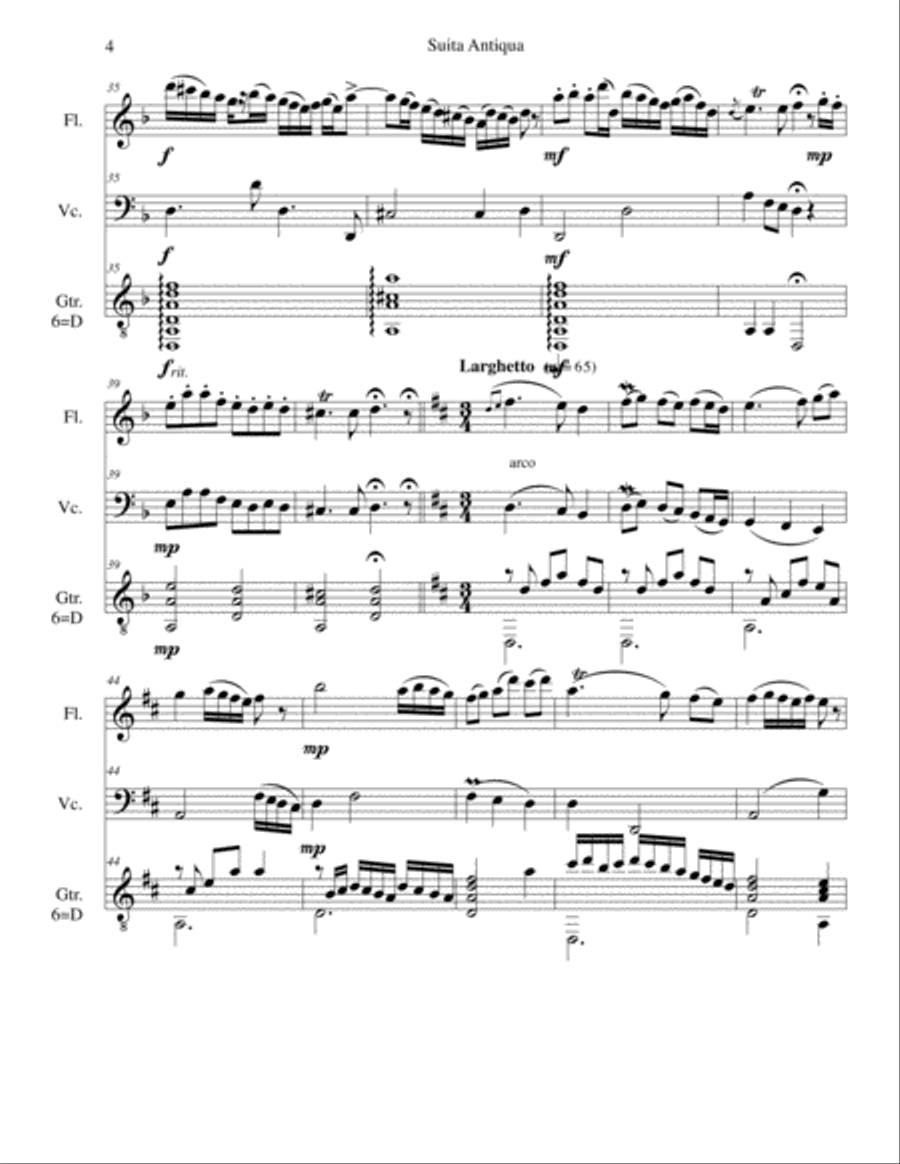 Suita Antiqua for flute, guitar and cello Flute scores gallery preview page 4