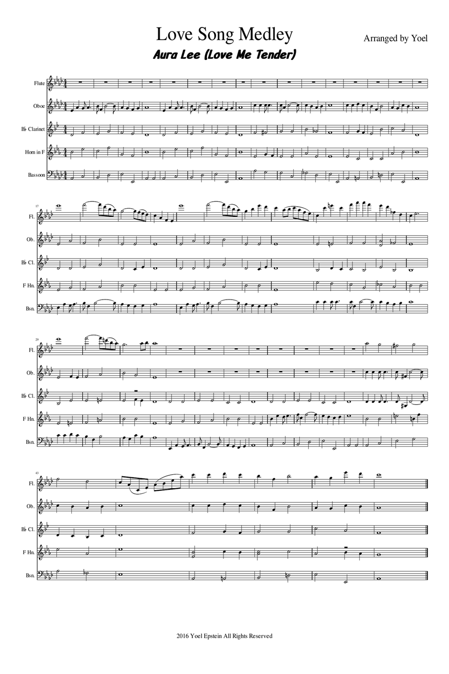 Love! A collection of songs for Valentines Day arranged for woodwind quintet Woodwind Quintet scores gallery preview page 6