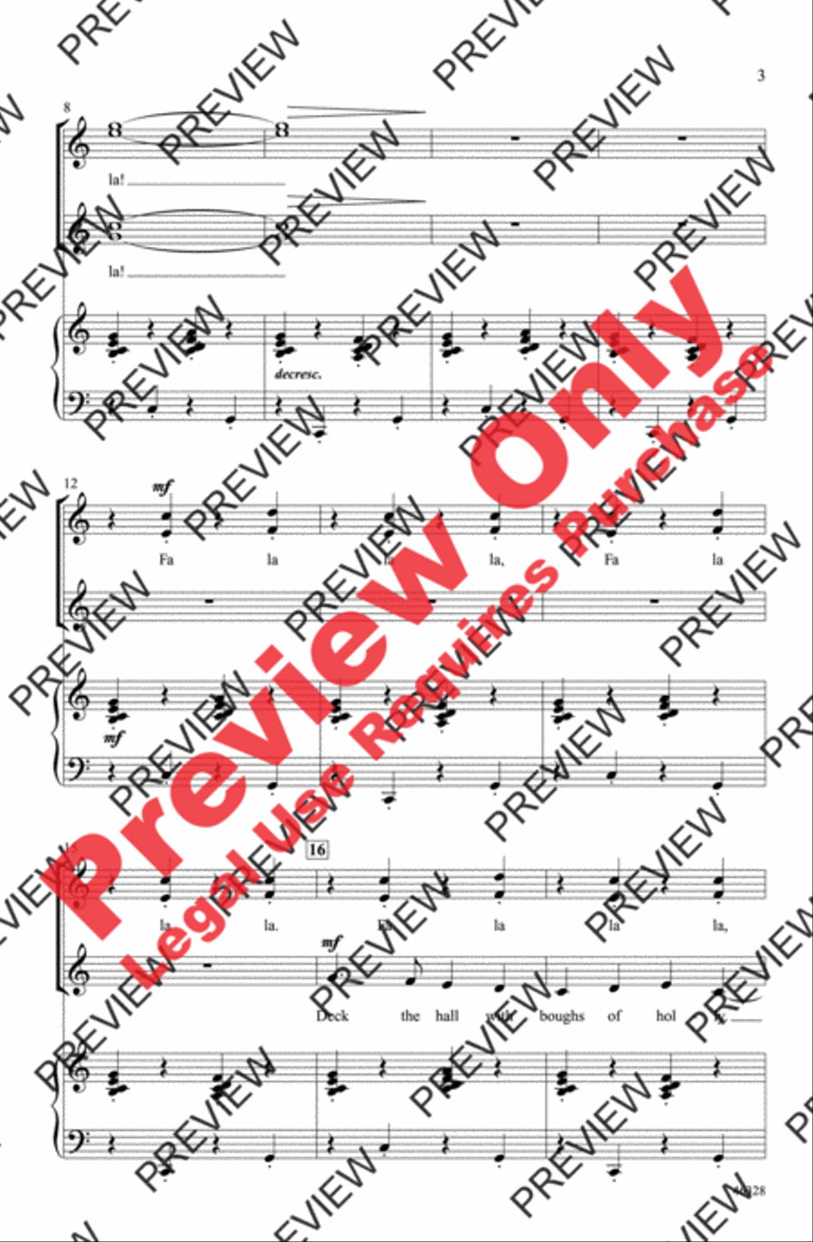 Deck the Hall Deck the Hall Women's Choir scores gallery preview page 3