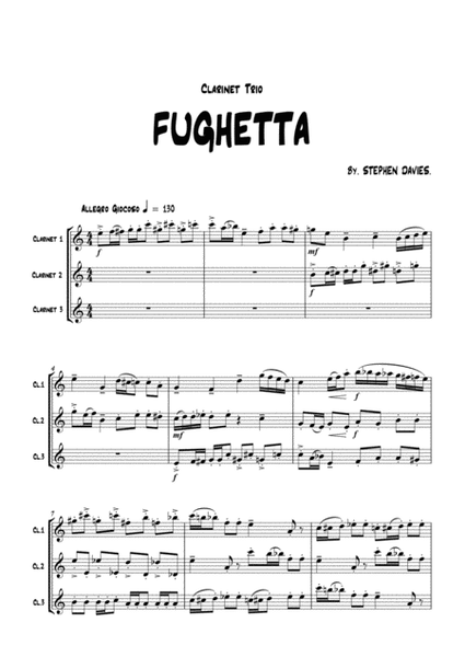'Fughetta' by Stephen Davies for Clarinet Trio image number null