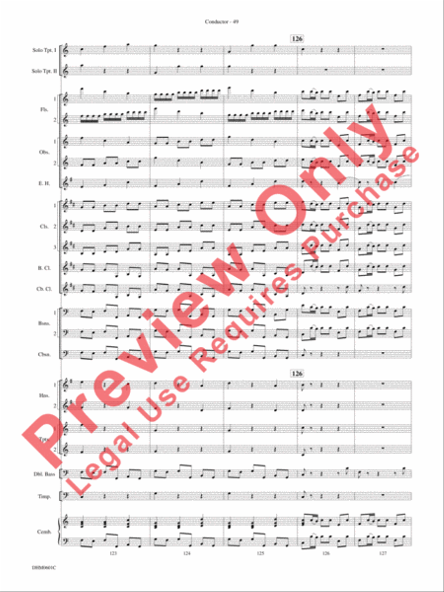 Concerto in C Major for Two Trumpets (I. Allegro, II. Largo, III. Allegro) Concert Band scores gallery preview page 53