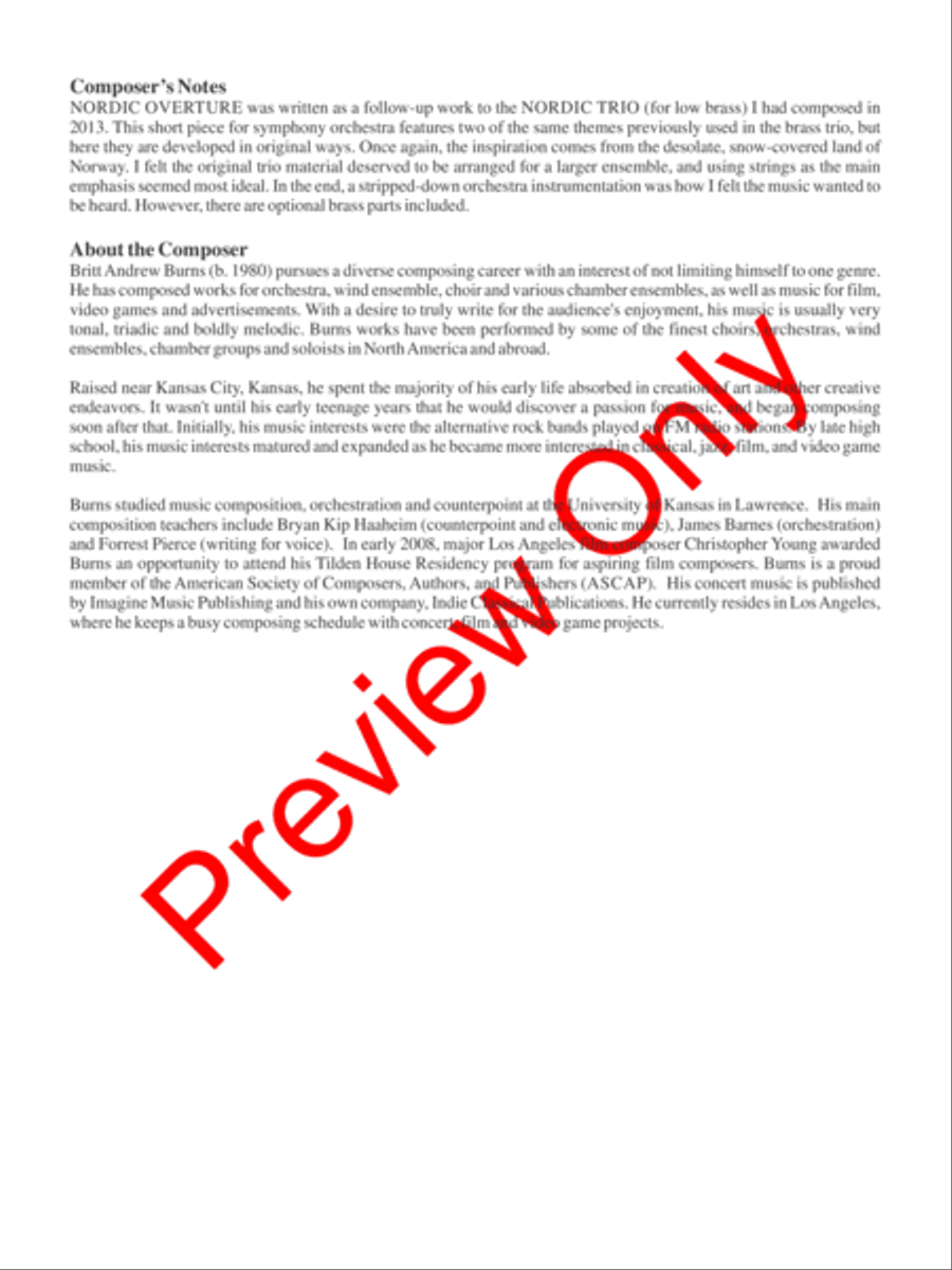Nordic Overture Full Orchestra scores gallery preview page 3