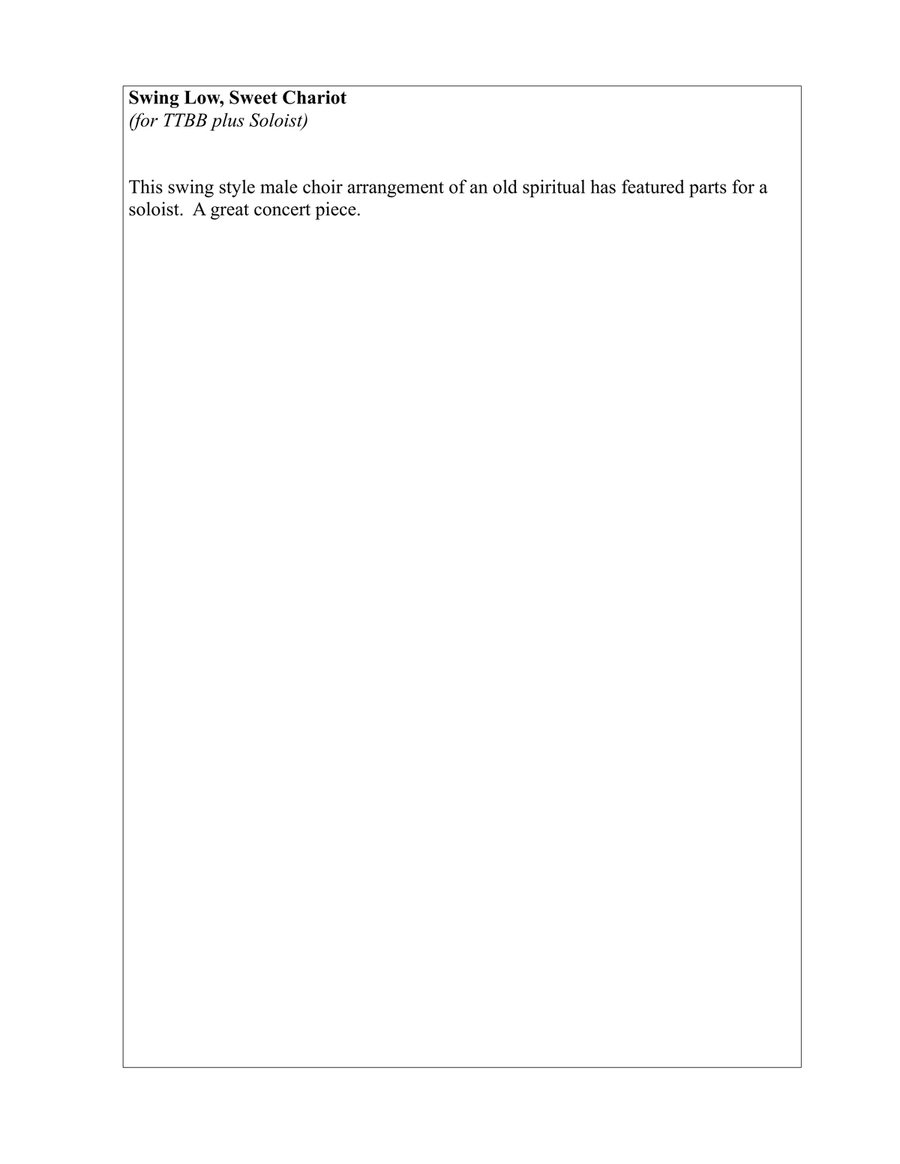 Swing Low Sweet Chariot - for TTBB Male Choir TTBB scores gallery preview page 2