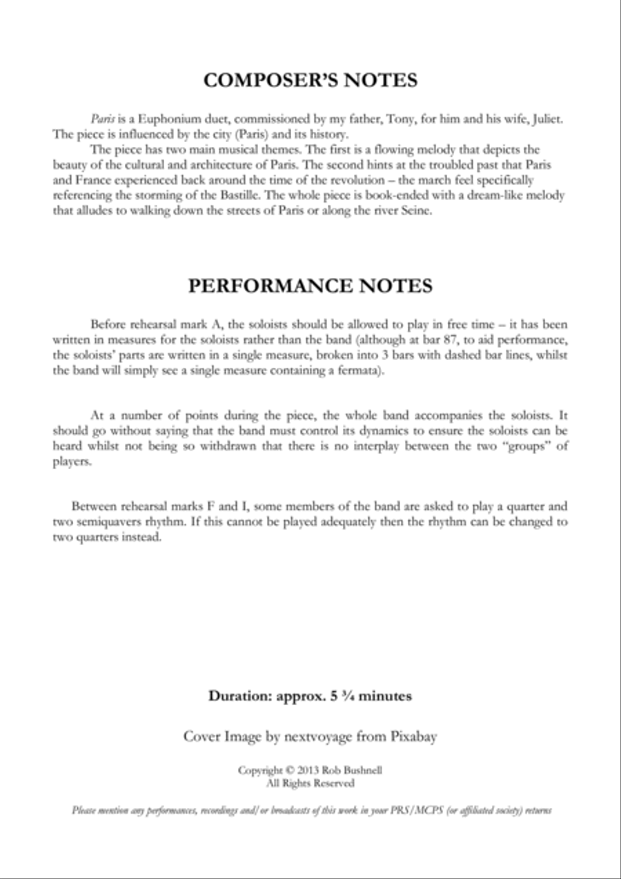 Paris (Rob Bushnell) - Euphonium Duet and Brass Band Brass Band scores gallery preview page 3