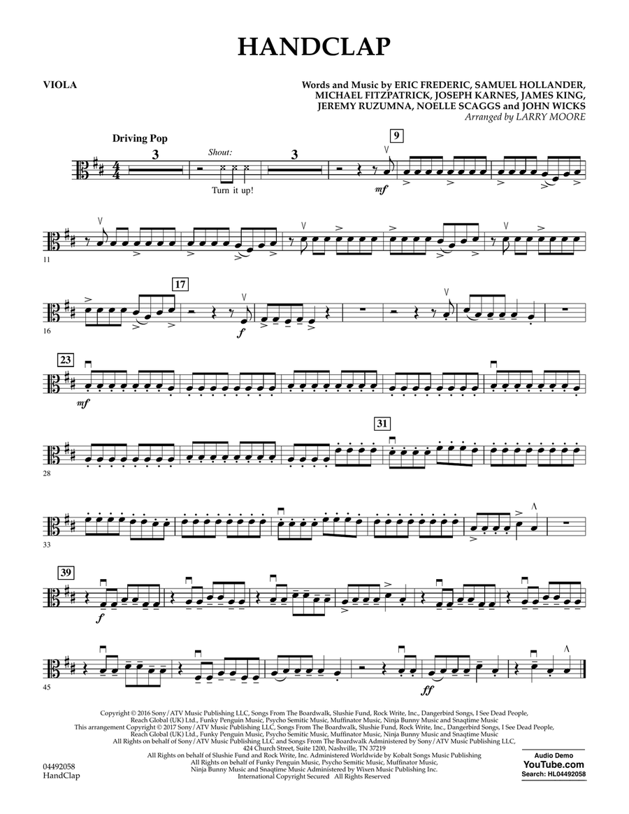 HandClap - Viola Orchestra scores gallery preview page 1
