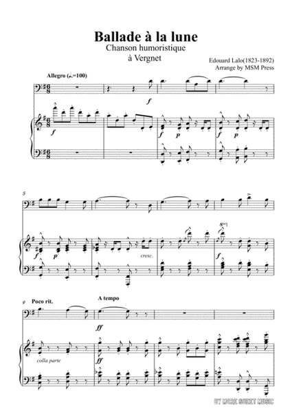 Lalo-Ballade à la lune, for Cello and Piano image number null