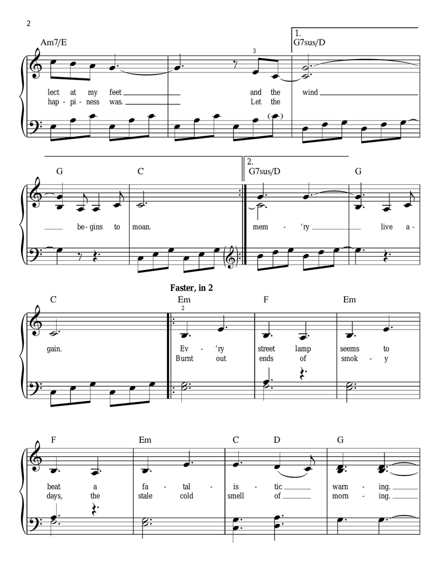 Memory (from Cats) Easy Piano scores gallery preview page 2
