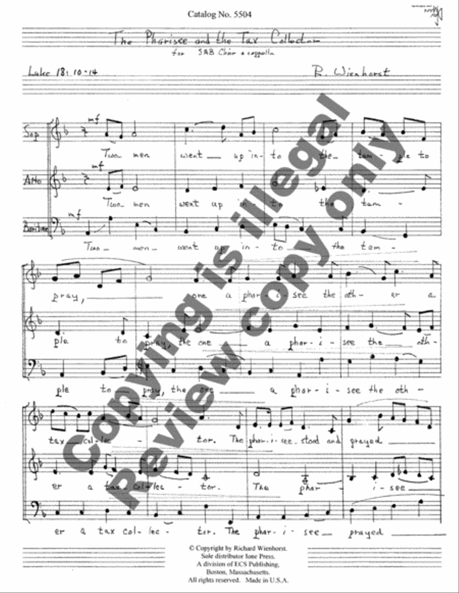 The Pharisee and the Tax Collector 3-Part scores gallery preview page 3
