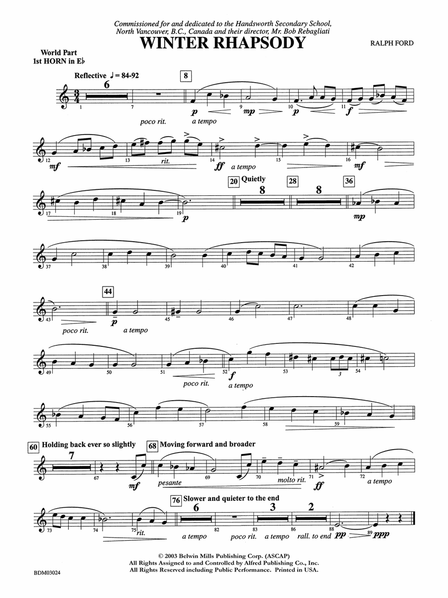 Winter Rhapsody: WP 1st Horn in E-flat