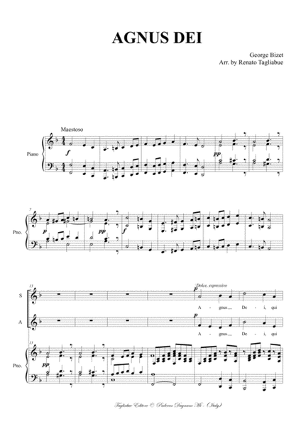 AGNUS DEI - Bizet - Arr. for SA Choir and Piano/Organ image number null